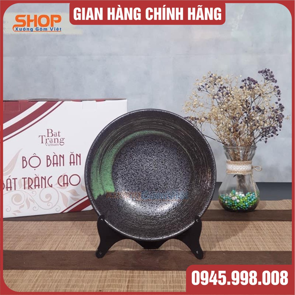 Bộ bát đĩa sứ Bát Tràng 12 MÓN quẹt sơn xanh kiểu Nhật đẹp sang trọng và đẳng cấp - XƯỞNG GỐM VIỆT