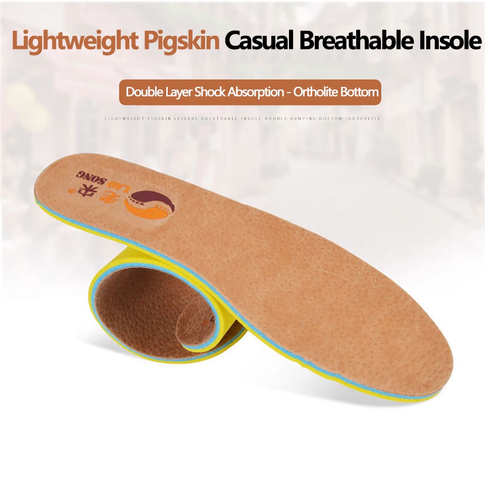 1 Cặp Đế Lót Giày Da Heo Hai Lớp Dày Dặn Mềm Mại Thoáng Khí Thoải Mái Dành Cho Nam Và Nữ