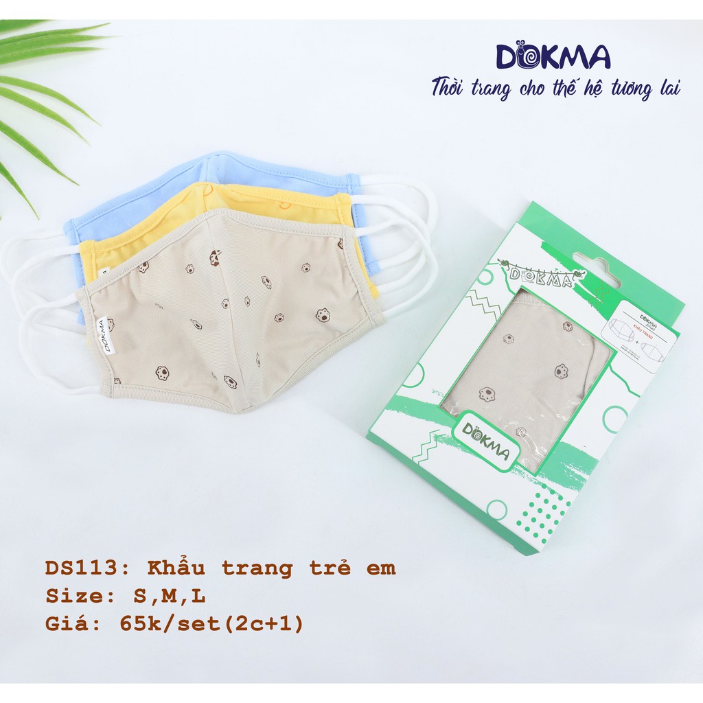 Set 3 khẩu trang Dokma vải sợi tre cho bé DS512