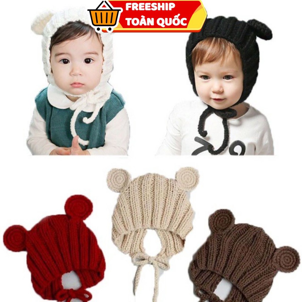 PVN19053 Mũ len tai gấu dễ thương cho bé T2 .
