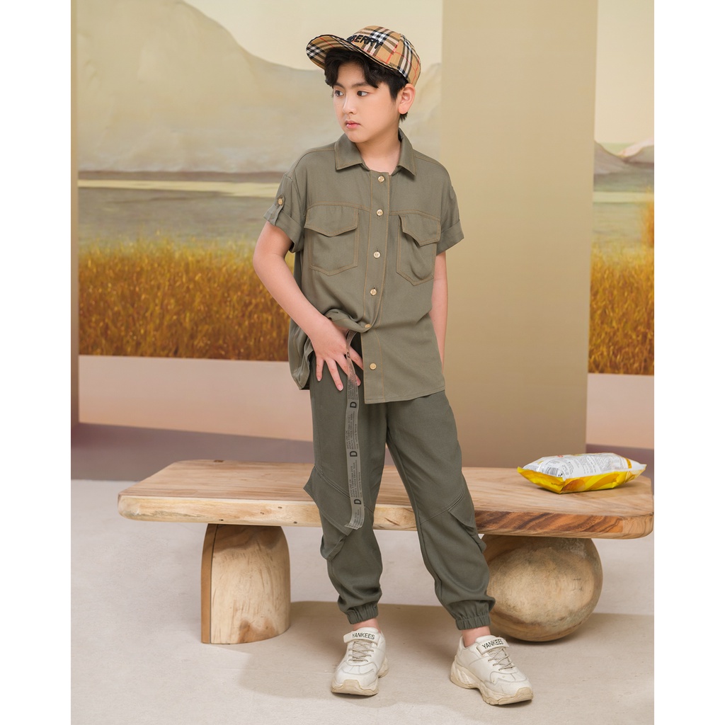 Áo sơ mi JOOKYLI bé trai màu xanh 16B0545