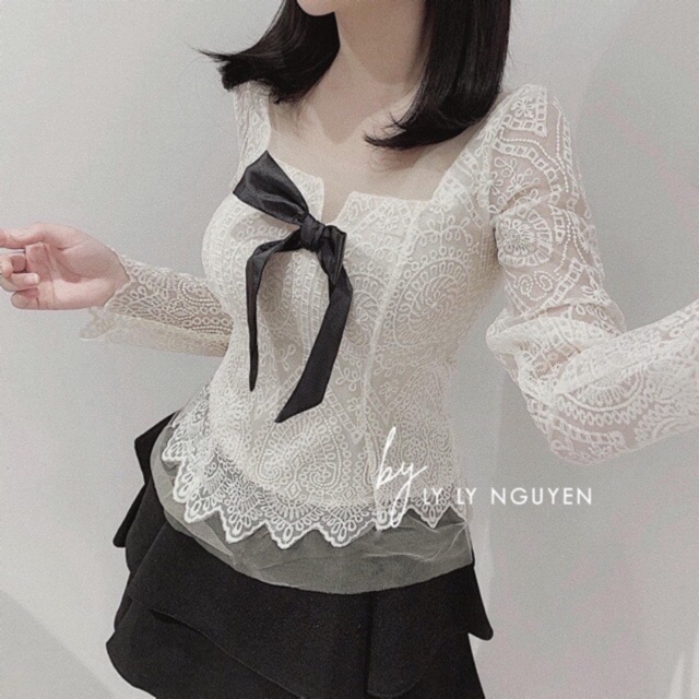 Áo ren ngực đính nơ