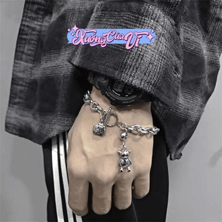 Lắc tay xích bản dày unisex hình gấu phong cách ulzzang Hàn Quốc LT029 Xưởng Của Vi