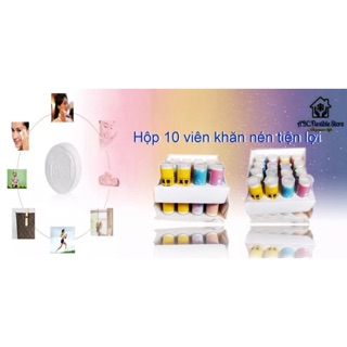 Khăn giấy nén bỏ túi du lịch tiện lợi loại ống 10 viên