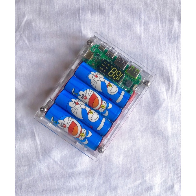 Sạc dự phòng 10000mAh sạc nhanh 15W | sạc dự phòng mica trong suốt Doremon