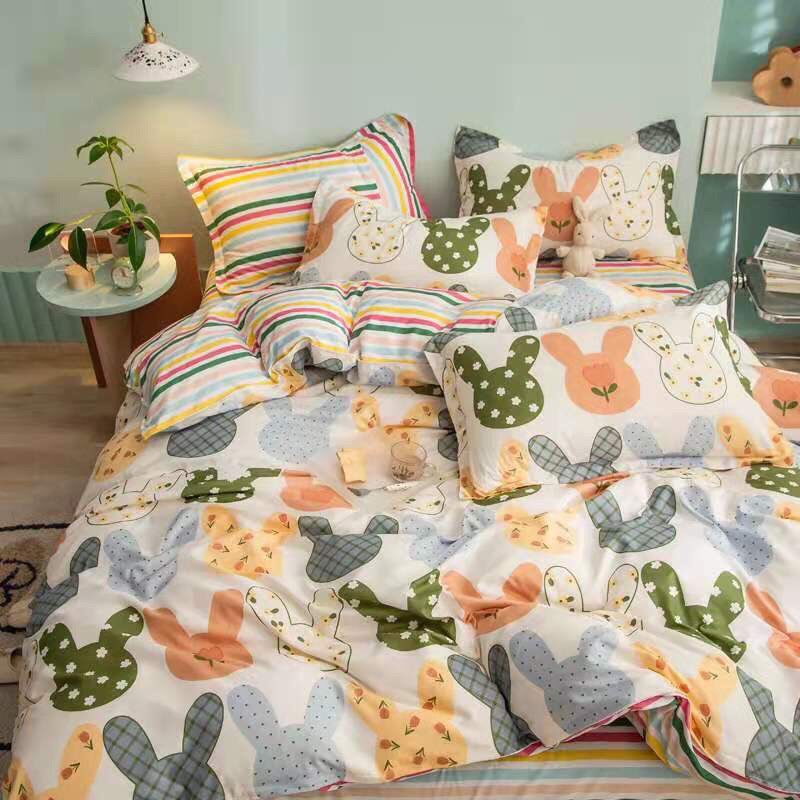 Bộ chăn ga Cotton Poly -cô bé  dâu tây xinh Luis bedding chăn ga Hàn Quốc đủ màu đủ size (miễn phí bo chun)