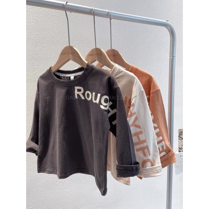 [Babycat] Hàng Có Sẵn Áo Thun Cotton Nguyên Chất Dáng Rộng Tay Dài Cổ Tròn In Chữ Phong Cách Hàn Quốc Nhật Bản Mới 2022