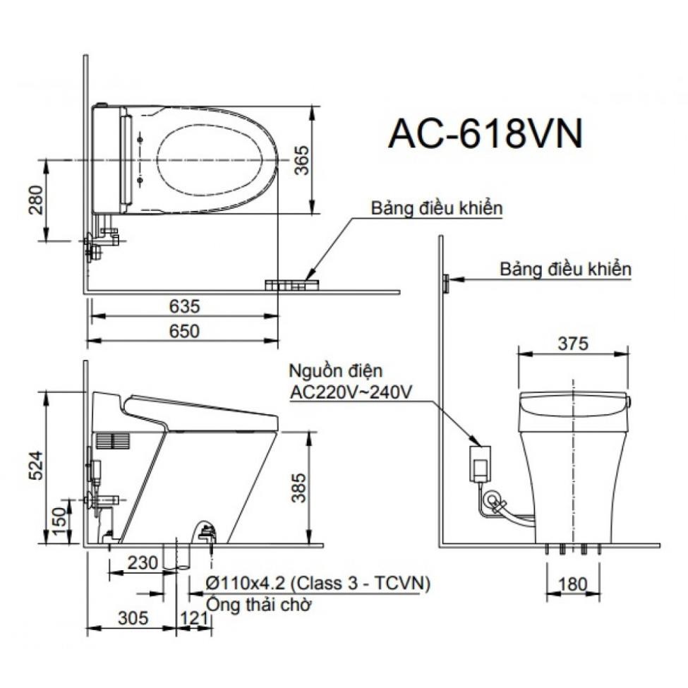 Bàn Cầu Inax Cảm Ứng Satis S AC-618VN/BW1, bảo hành chính hãng 02 năm