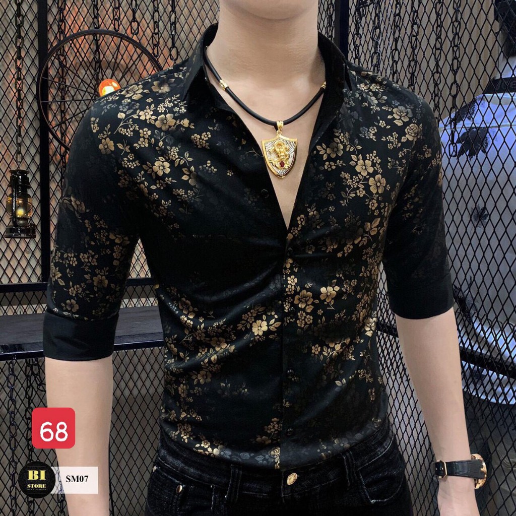 Áo sơ mi nam dài tay, vải lụa 3D phối màu sắc nét, FORM body, 3 màu dễ lựa chọn [ HANA FASHION]
