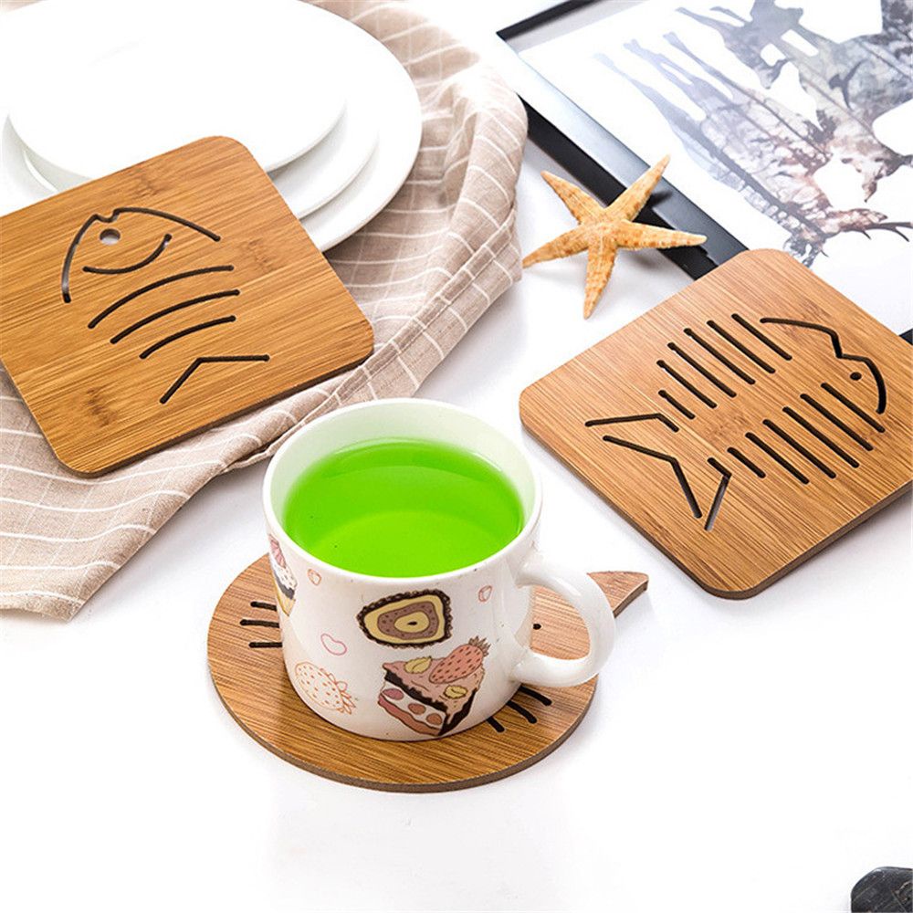 Tấm Lót Bàn Ăn Bằng Sợi Gỗ Chịu Nhiệt Chống Trượt Chống Bỏng Dễ Thương