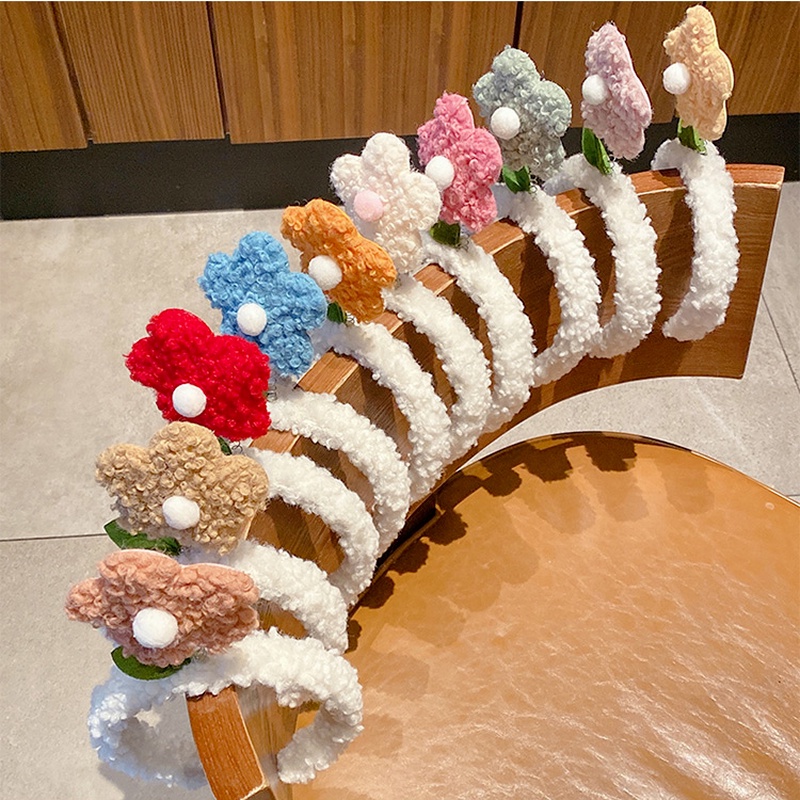 Cài tóc bằng vải lông chống trượt đính hoa đáng yêu phong cách thời trang mùa hè Hàn Quốc dành cho nữ