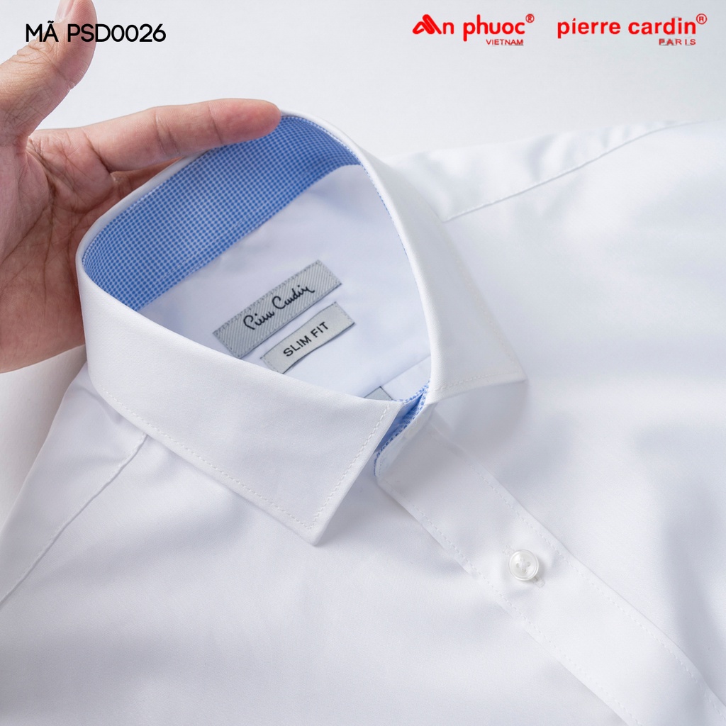 Áo sơ mi nam dài tay màu trắng Pierre cardin  cao cấp chất cotton thấm hút mồ hôi tốt không nhăn form regula