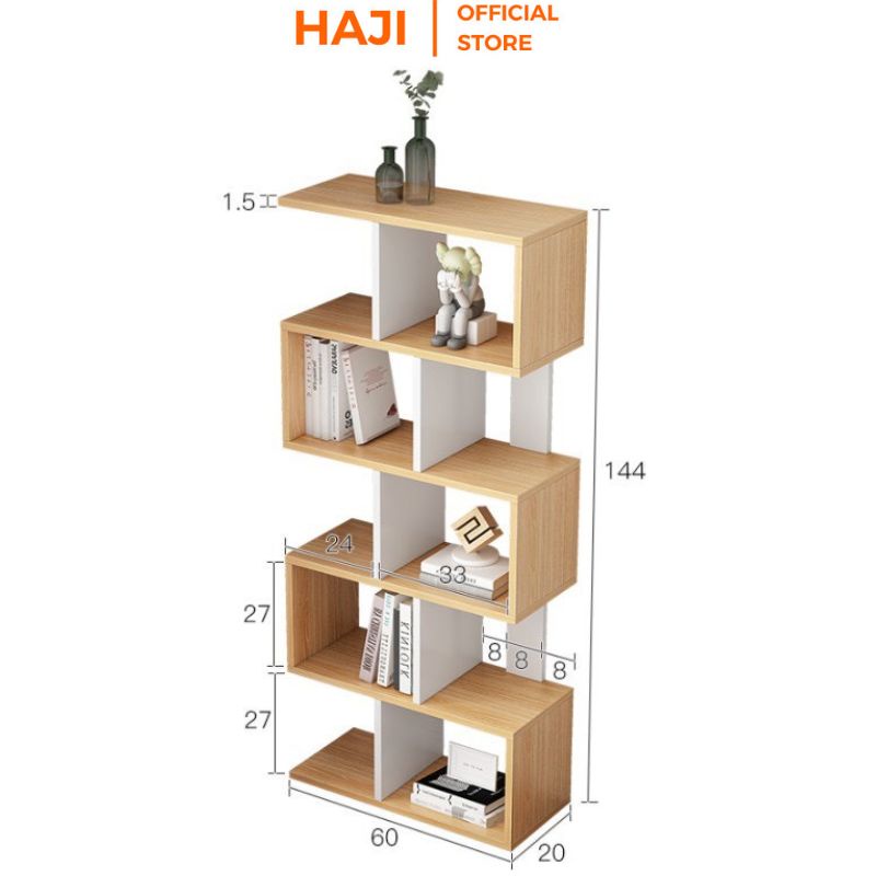 Kệ gỗ trang trí nhiều tầng hiện đại giúp lưu trữ vật dụng khoa học HAJI A99