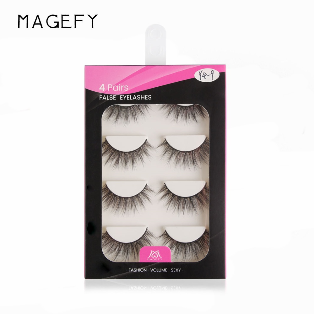 MAGEFY Bộ 4 Cặp 3D Lông Mi Giả /3D 4PCS  Fashion Eyelashessiêu phẩm cho đôi mắt long lanh có thể tái sử dụng lông mi mềm sợi tơi, có độ cong sẵn
