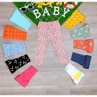 Set 5 quần legging bé gái siêu mềm co giãn 4 chiều họa tiết xinh xắn