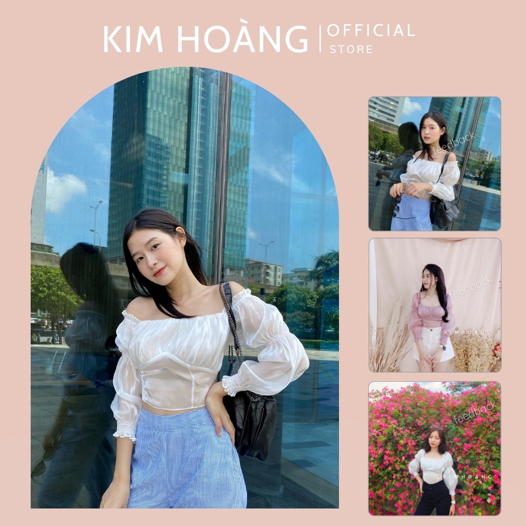 Áo hở vai trễ vai croptop tơ oganza mặc được 2 kiểu - Baby top