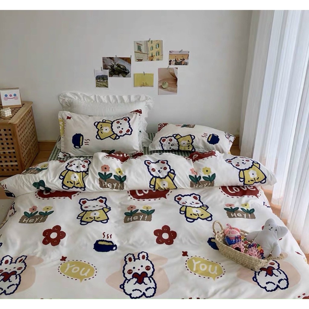 Bộ chăn ga gối cotton poly hàn quốc đủ màu, kích thước 1m6 x 2m , 1m8 x 2m , 2m x 2m2