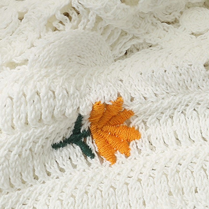 Áo Croptop Dệt Kim Sát Nách Dáng Rộng Thêu Hoa Nhỏ Nhiều Màu Kiểu Vintage Cho Nữ