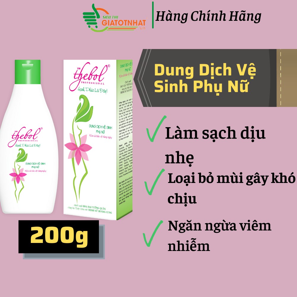 Dung dịch vệ sinh phụ nữ cao cấp Thebol 200g + Nước hoa nữ thơm lâu sắc tím 8ml(dạng lăn)