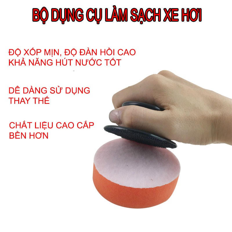Bộ dụng cụ chăm sóc cầm tay miếng bọt biển làm sạch,đánh bóng,tẩy lông xe hơi cao cấp