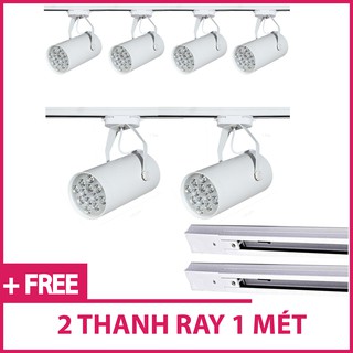 BỘ 6 ĐÈN RỌI RAY MÀU TRẮNG 12W  ÁNH SÁNG TRẮNG/VÀNG VÀ 2 THANH RAY TRẮNG 1 MÉT