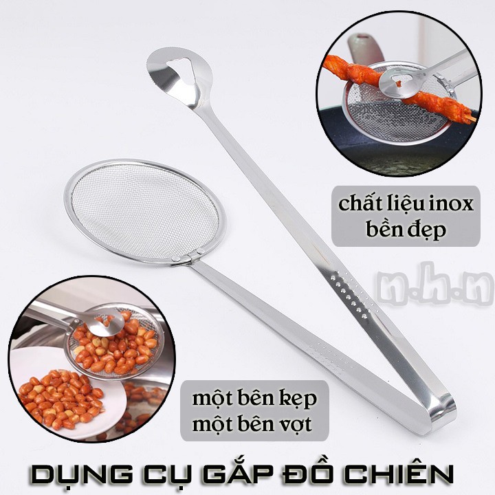 Kẹp vợt gắp đồ chiên thông minh chất liệu inox