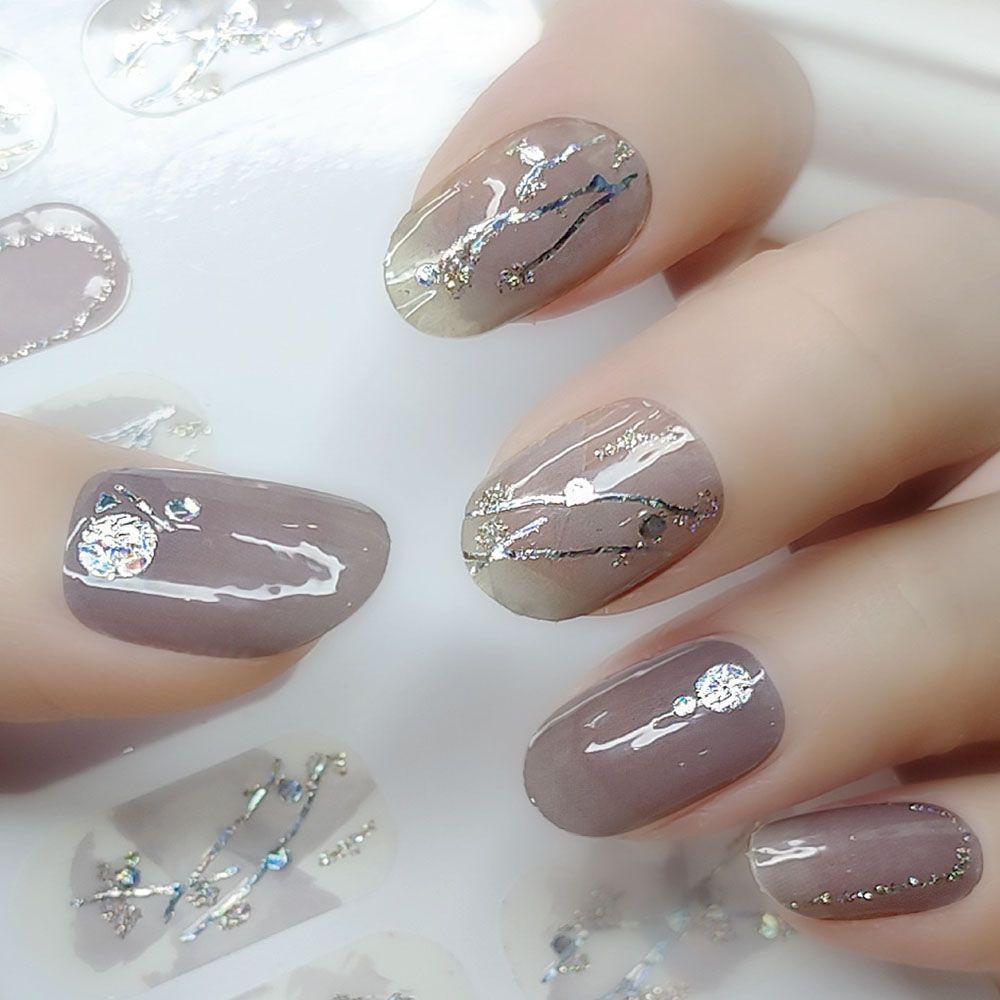 Miếng Dán Trang Trí Móng Tay Màu Đồng DIY