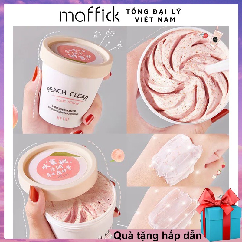 Tẩy da chết body đào Heyxi Peach Clear thải độc tố da HTTBC1