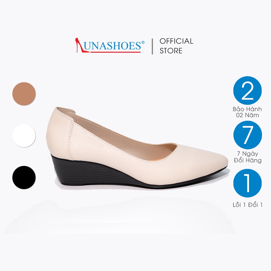 Giày đế xuồng nữ 3p Lunashoes 2512 giầy da bò mũi nhọn cao cấp dễ đi kiểu Hàn quốc êm chân bảo hành 2 năm