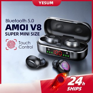 【COD】 Touch control AMOI V8 TWS 5.0 wireless bluetooth headset