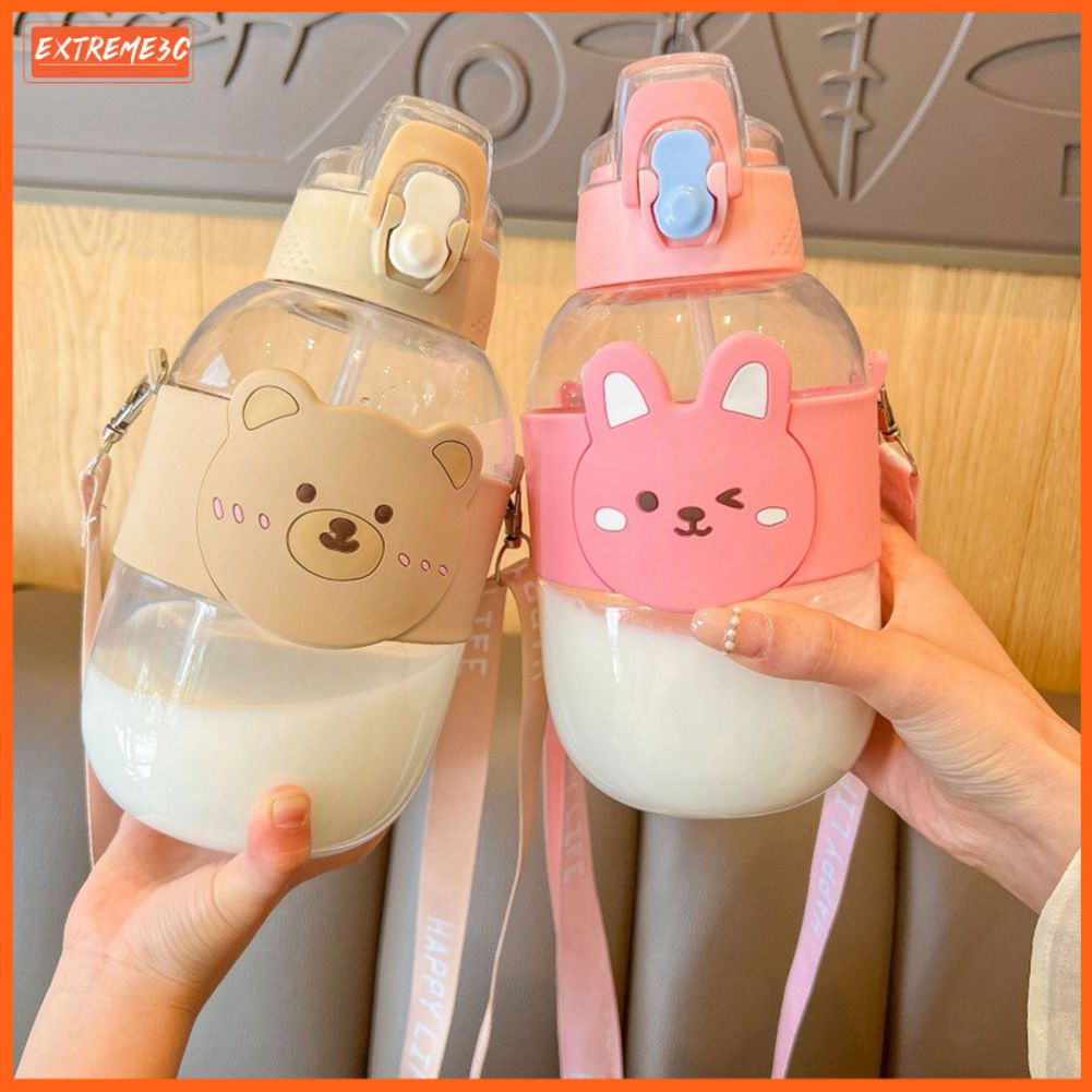 Cá Tuyết Mùa Hè Dễ Thương 1000Ml Hoạt Hình Patten Kid Cho Bé Uống Nước Ống Hút Cốc Có Sling