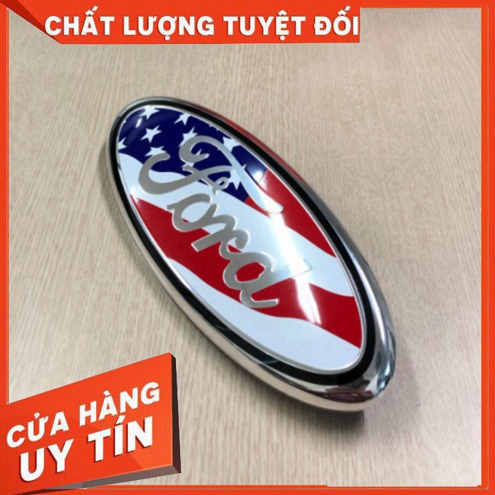 Logo biểu tượng truớc xe FORD Kích thước 23cm*9cm: Mầu Đen, Xanh và Lá Cờ Mỹ QN