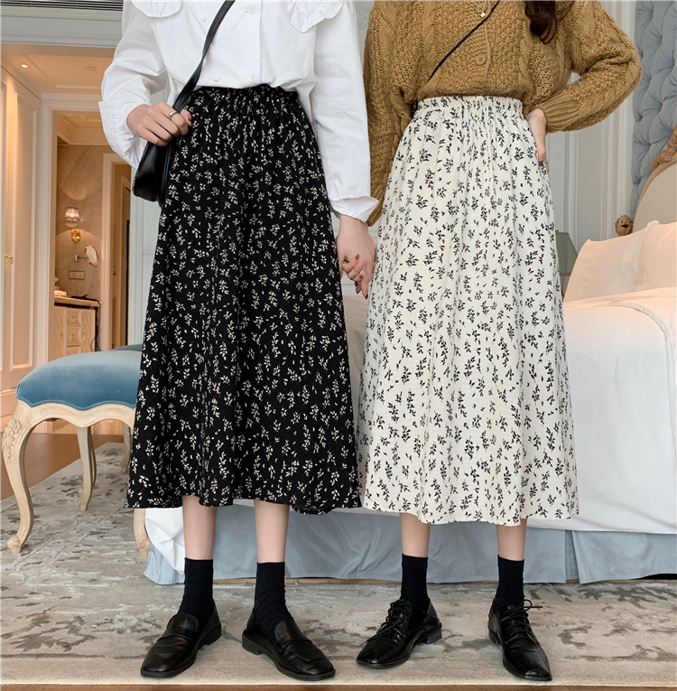 Chân váy dài ulzzang hàn quốc lưng cao 2021, Đầm nữ xòe màu đen trắng hoa nhí vạt đuôi cá cao cấp thời trang hàn quốc | BigBuy360 - bigbuy360.vn