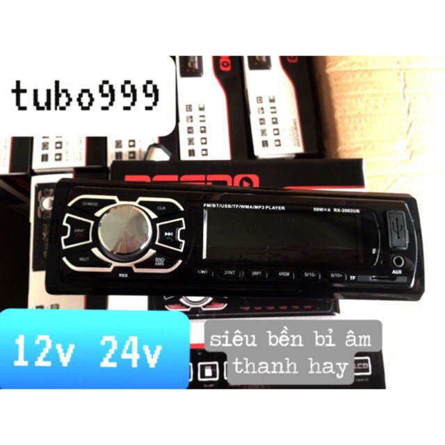 Đồ chơi ôtô| Đài thẻ Blutooth 12v / 24v lắp cho ô tô ( đài thẻ oto radio)F1 bản nâng cấp âm thanh độ bền 5’8x19cm