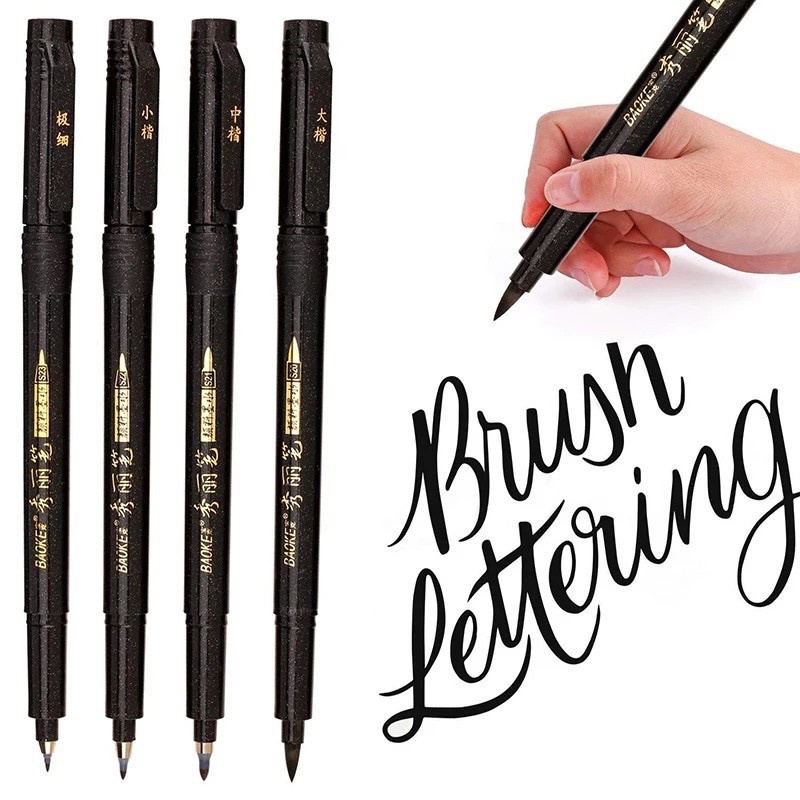 Bút viết calligraphy ngòi cọ brush Baoke - bút nét thanh nét đậm, hán tự thư pháp