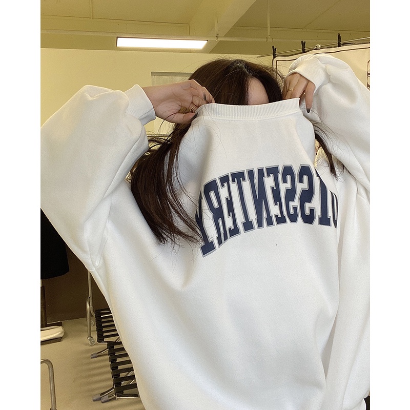 Áo Sweater Tay Dài Cổ Tròn Dáng Rộng Phong Cách Hàn Quốc Thời Trang 3 Màu Tùy Chọn Cho Nữ | BigBuy360 - bigbuy360.vn