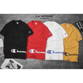 Áo thun Champion mẫu chữ chạy ngang - thun cotton 4 màu cực hot