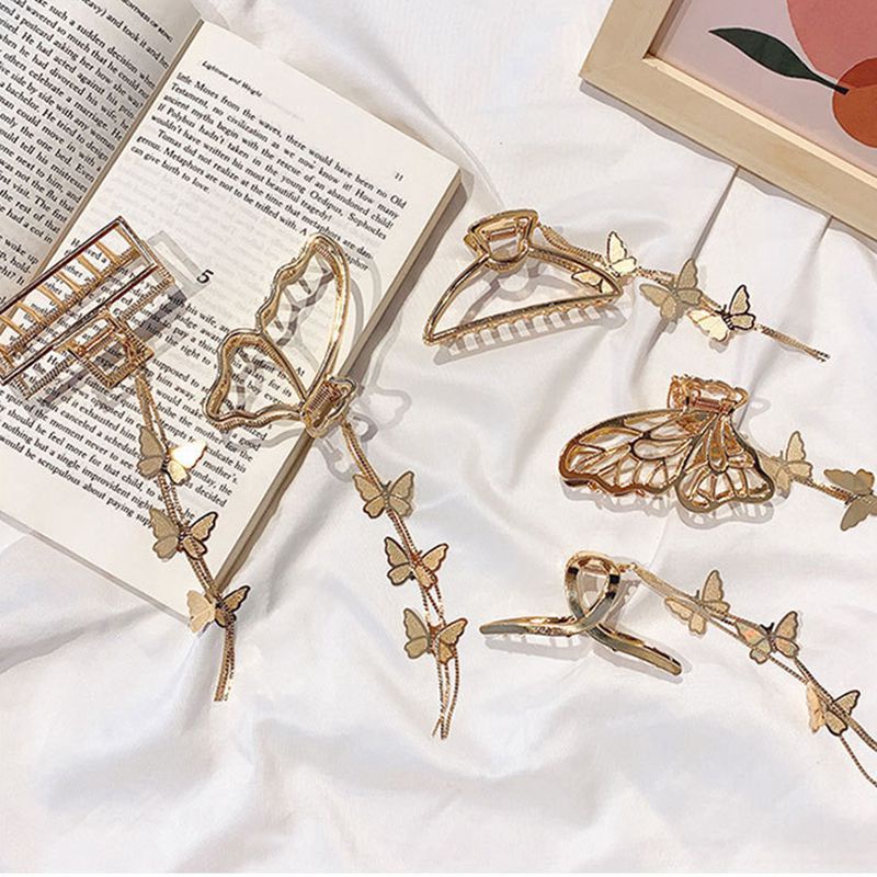 Kẹp Tóc Hợp Kim Hình Học / Bướm / Hình Học Rỗng Phối Tua Rua Thời Trang Cho Nữ