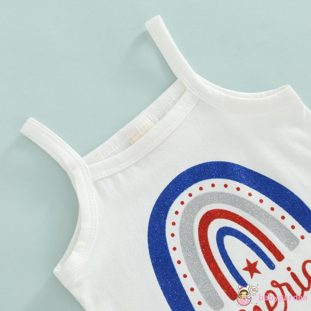 Bộ Áo Liền Quần Hai Dây In Hình Cầu Vồng Cho Bé Gái 0-18 Tháng Tuổi