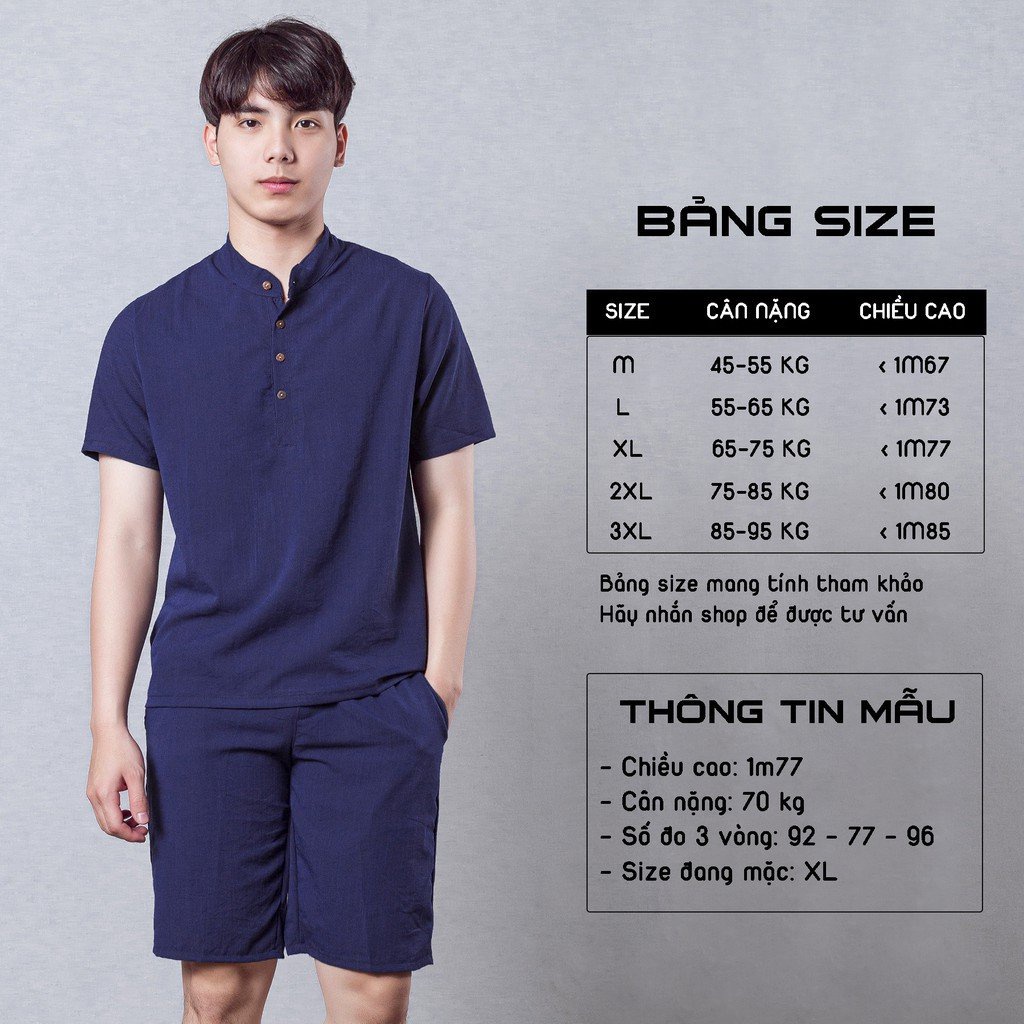 Bộ Đũi Nam 5 Màu Trơn Cộc Tay 2022