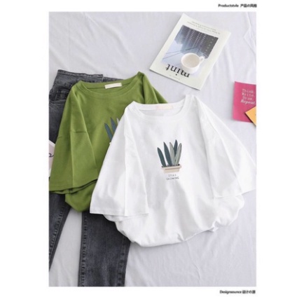 Ao thun tay lỡ, áo phông form rộng 5 lá cây still growing kute phô mai | BigBuy360 - bigbuy360.vn