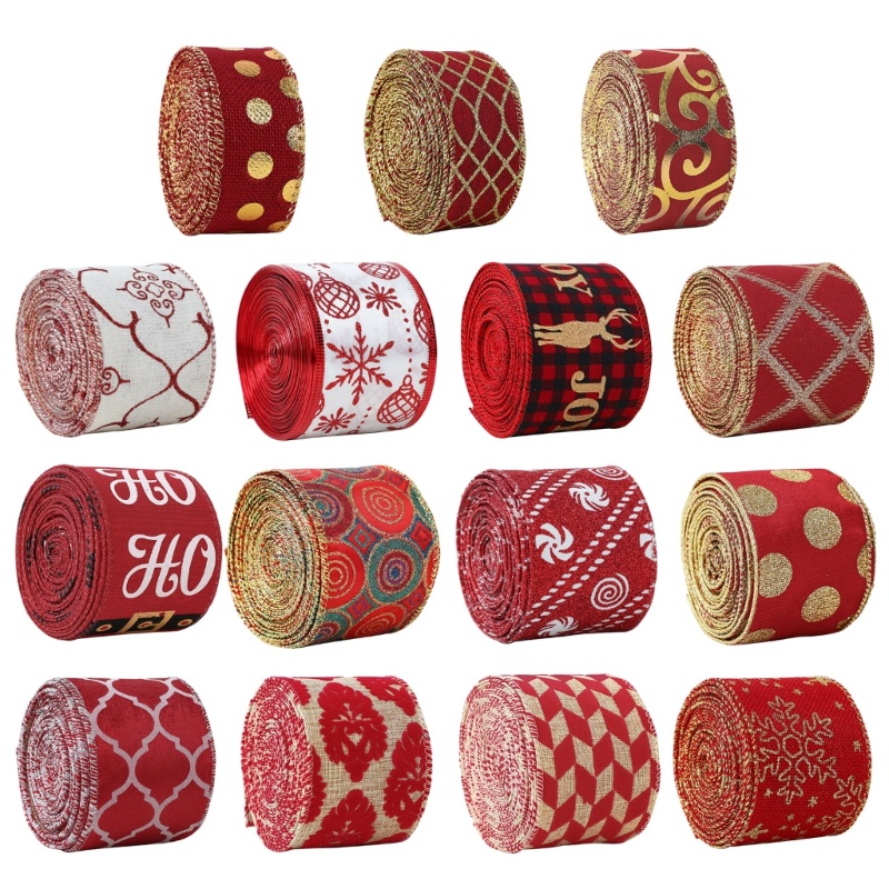 Be> Christmas Decorations Ribbon Wired Edge Gift Wrapping Ribbons for Party Decor