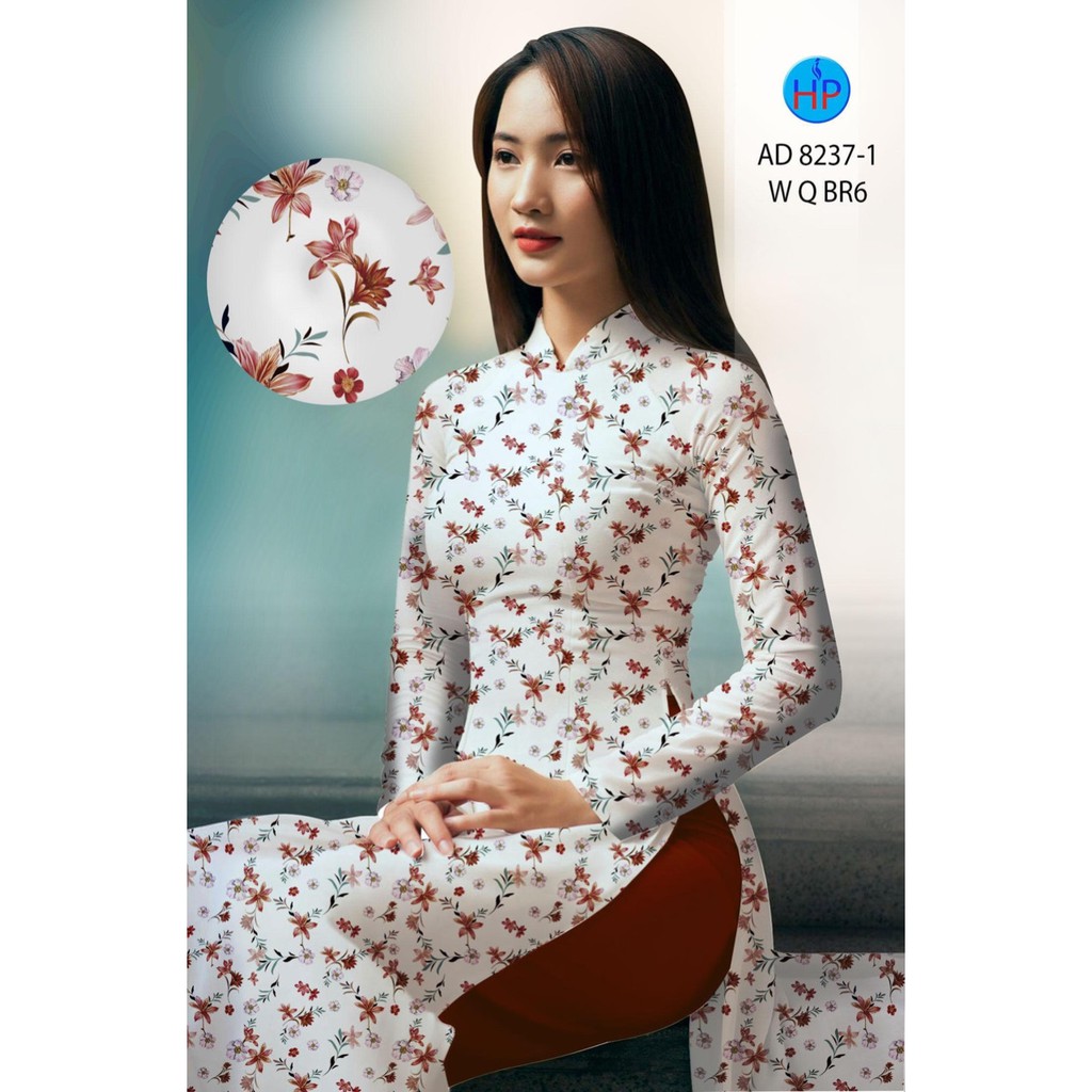 Vải may áo dài họa tiết lá đều AD82371 duyên dáng