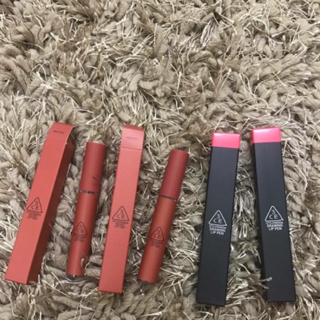 Set son 3ce velvet lip tint tặng kèm chì kẻ môi