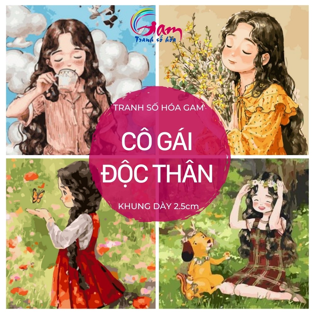 Tranh sơn dầu số hoá Gam ❤️HOT TREND❤️ tranh cô gái độc thân Aeppol