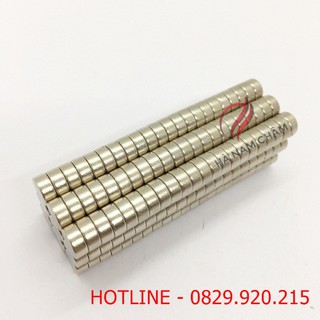 nam châm trụ tròn kích thước 7x3mm mạ nikel