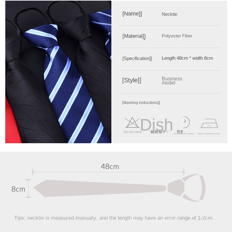 Cà Vạt 8cm Màu Đen / Xanh Phối Khóa Kéo Thời Trang Công Sở Cho Nam