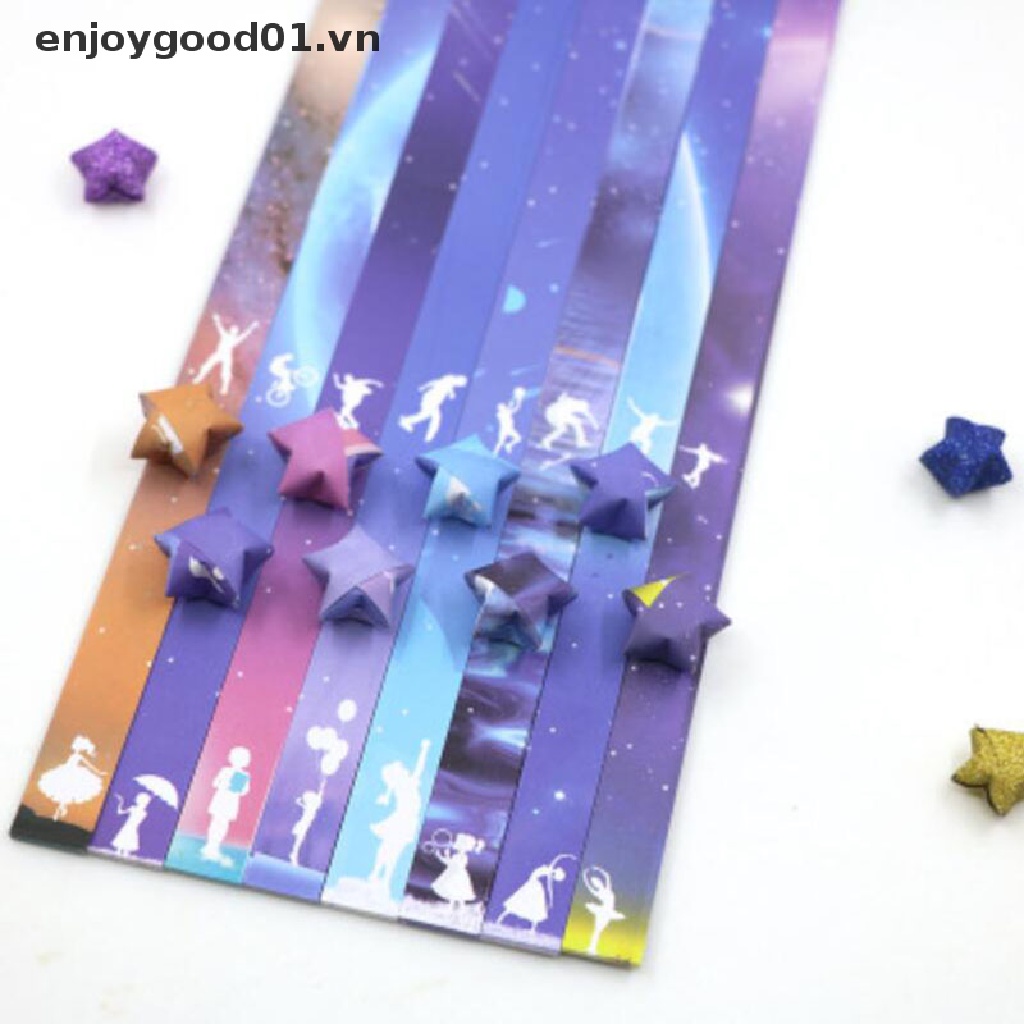 Set 136 giấy gấp sao may mắn họa tiết vũ trụ origami