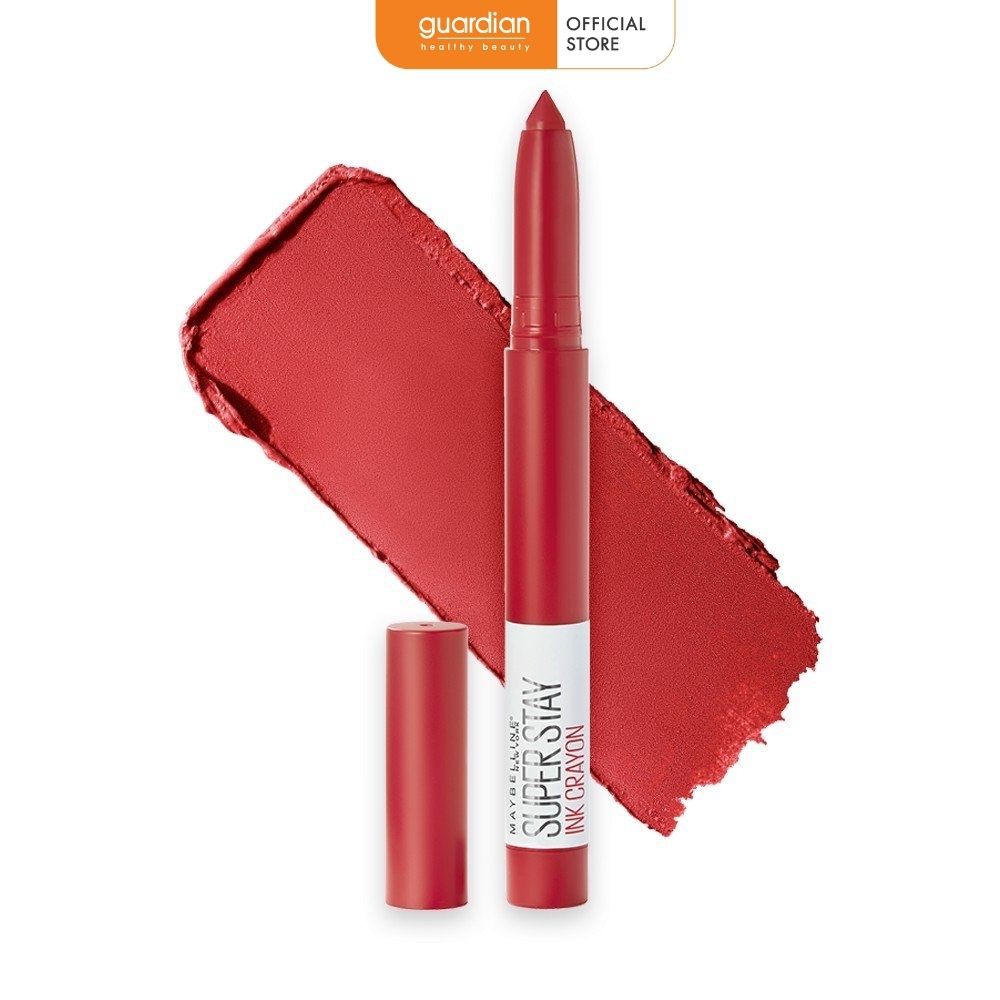 Son Bút Chì Mịn Lì Maybelline 8H Lâu Trôi Super Stay Ink Crayon 45 Hustle In Heels Đỏ Cánh Hồng 1.2g