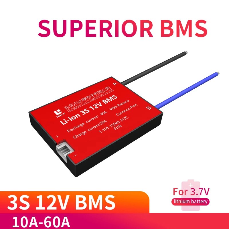 Bộ pin Li-ion bms 3s 12V 10A 15A 20A 30A 40A 50A 60A BMS 11.1V 12.6V 18650 gói pin lithium BMS với Phiên bản cân bằng dành cho xe đạp điện